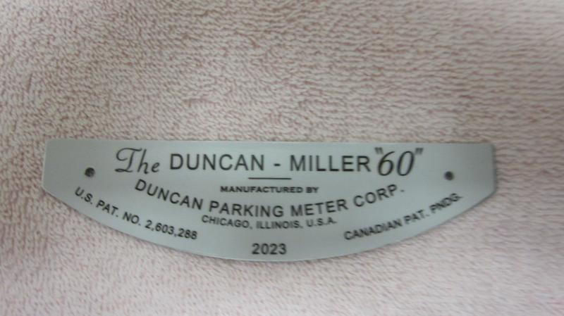 NOS DUNCAN MODEL 50 PARKING METER 60 MINUTE TIME DIAL "PLATE" NOT A DECAL 