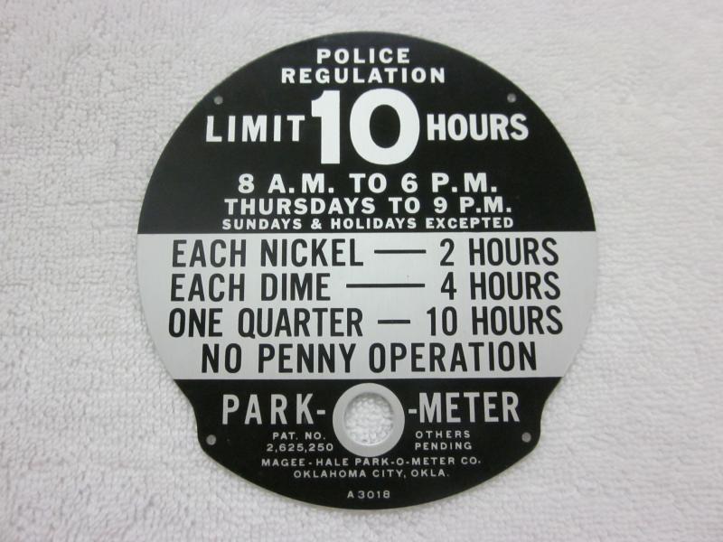 POM Parking Meter Park-O-Meter 1 Hour Sticker decal Police Regulation Black bk 